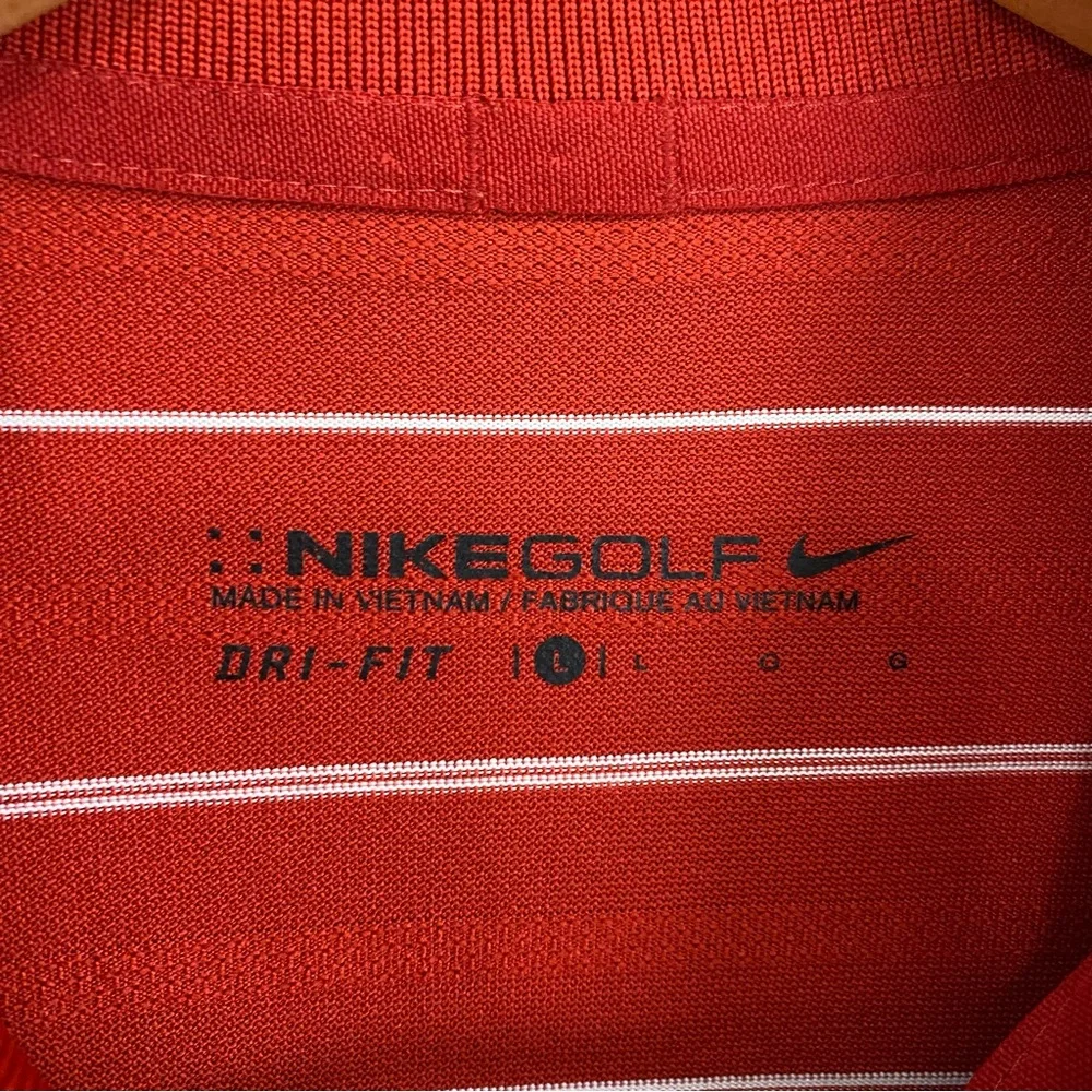 Nike Golf Dri-Fit Red and White‎ Striped Polo Short Sleeve Mens Size Large